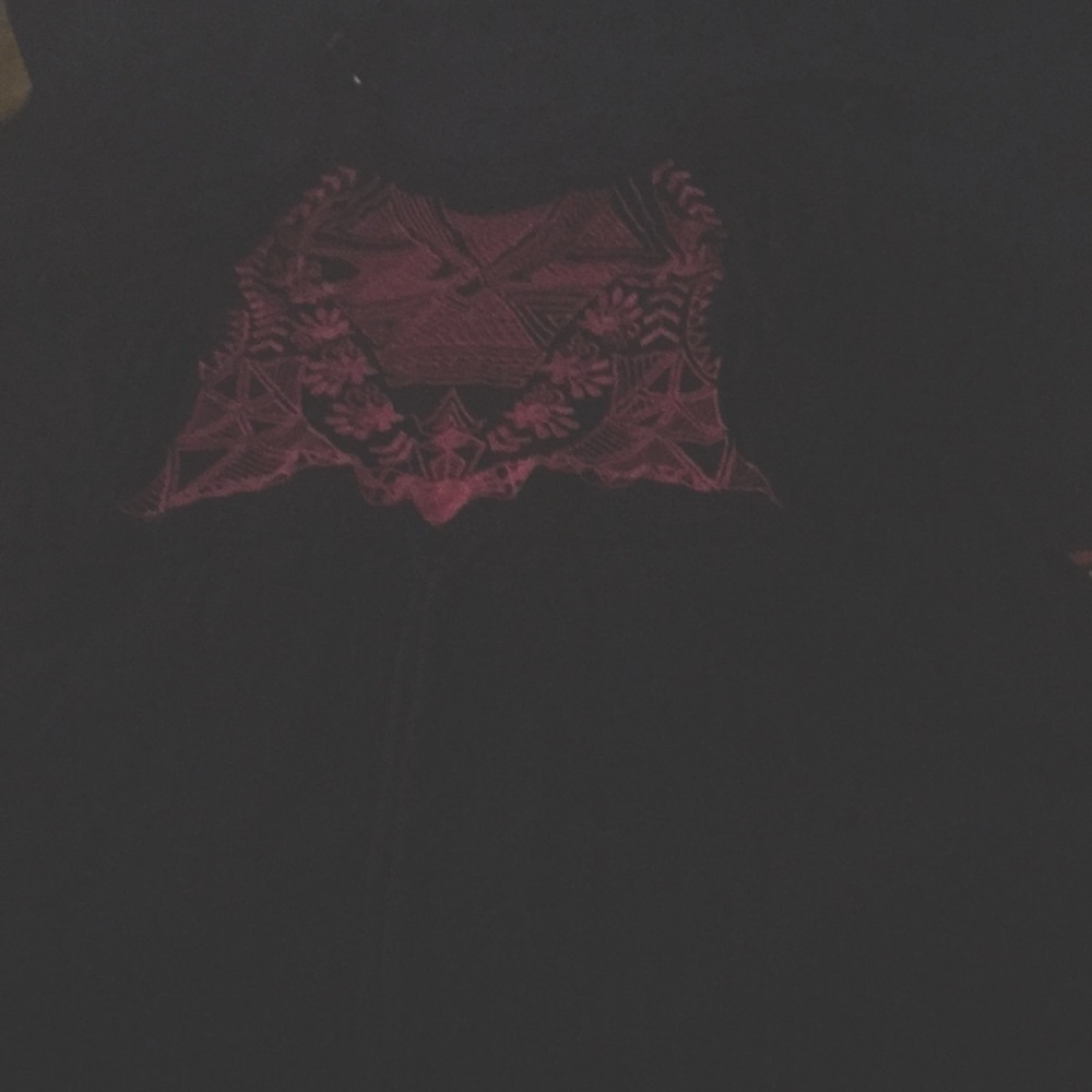 This is a long black sun dress, pink design .